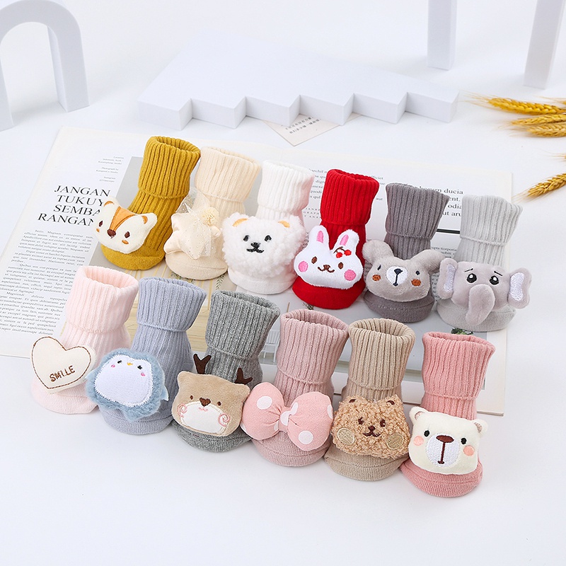 Vớ Cotton In Họa Tiết Thú Hoạt Hình Dễ Thương Cho Bé Sơ Sinh Từ 0-3 Tuổi