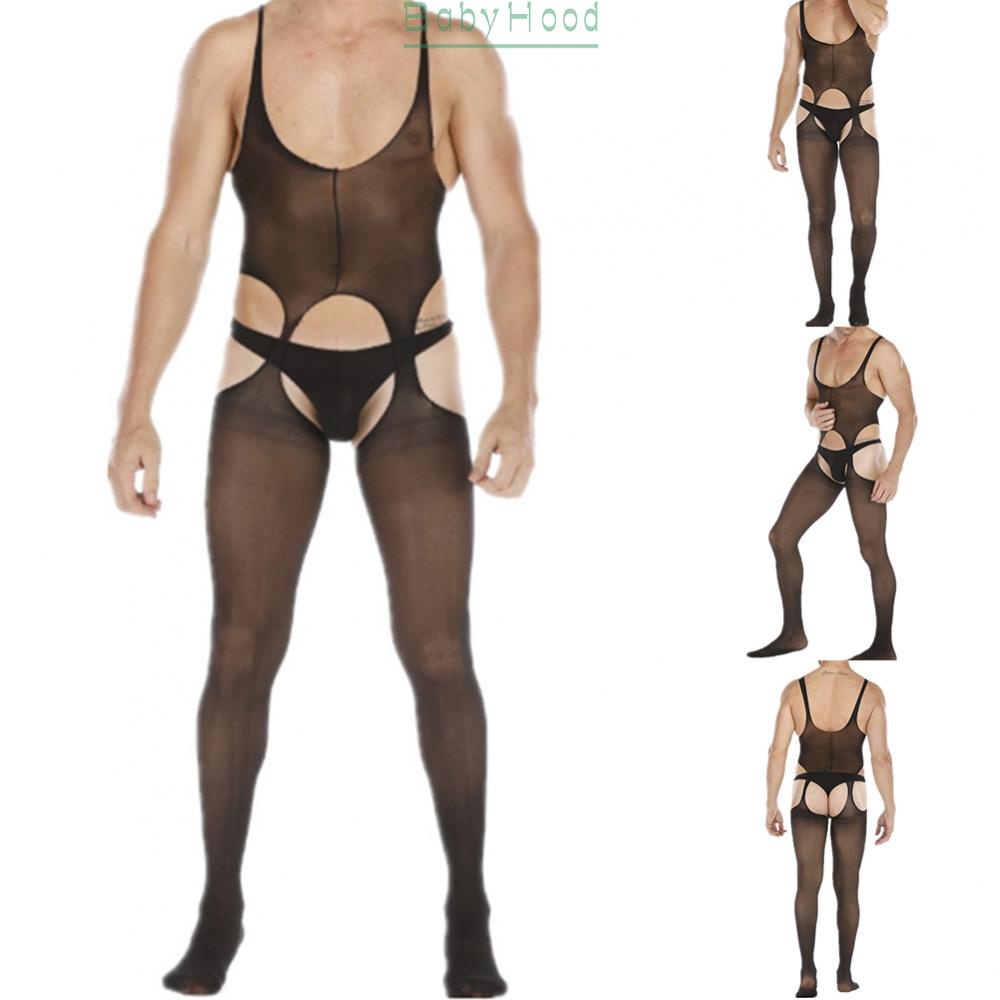 Men Sissy Body Stockings Pantyhose Sheer Mesh Hollow Out Fishnet Tights Pants#BBHOOD