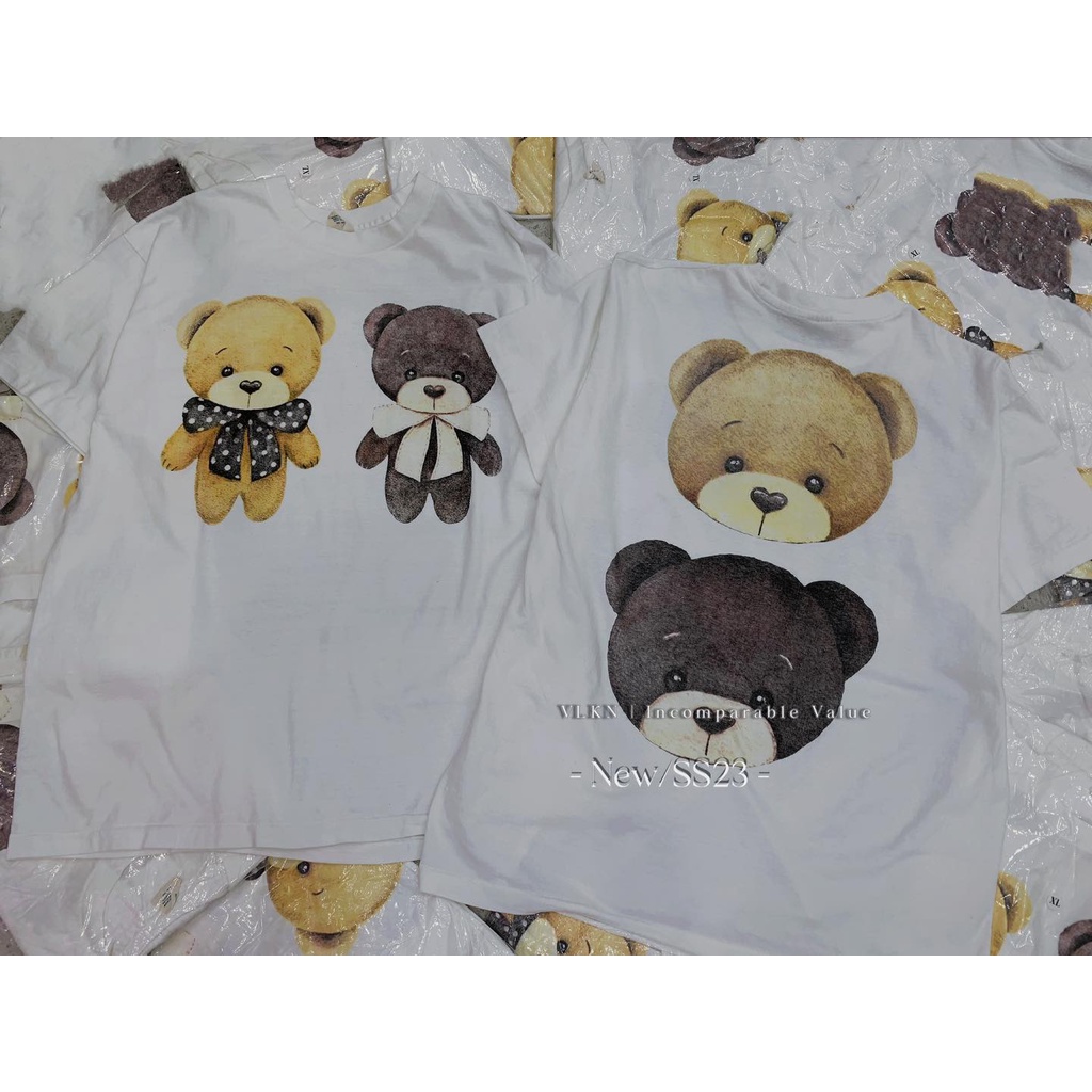 Áo u.k 2 đầu gấu đeo nơ 2 mặt