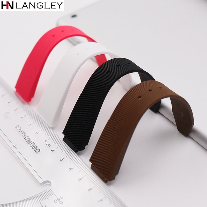 Dây Đeo Đồng Hồ Bằng Silicone Mềm Họa Tiết Kẻ Sọc 15 / 21mm 1523mm 19x25mm Cho Nữ