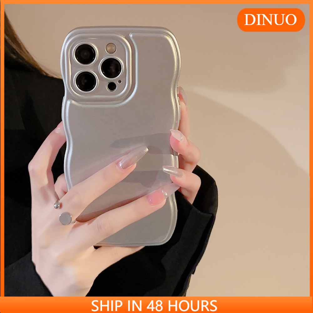 ỐP LƯNG IPHONE Ốp Điện Thoại Viền Gợn Sóng Màu Bạc Cho iphone15 / 14promax / 13 / 12 / pro / promax / 11-dinuo/TX