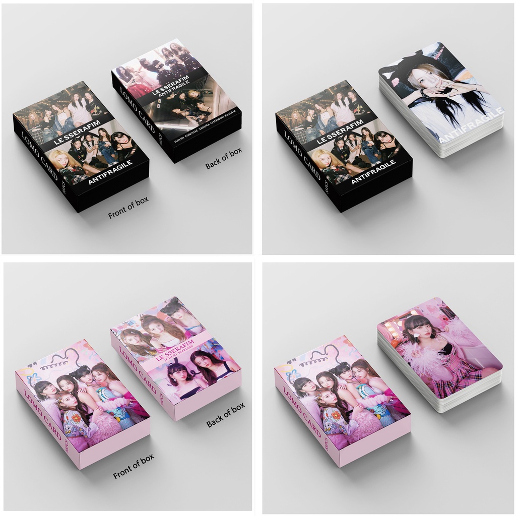 55pcs/box LE SSERAFIM FREALESS Japan Album ANTIFRAGILE Photocards KAZUHA SAKURA CHAEWON YUNJIN EUNCHAE Lomo Cards Lesserafim Kpop Postcards Kpopfan store