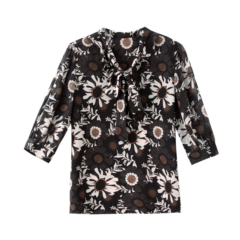 Áo Sơ Mi Chiffon Tay Lỡ 3 / 4 In Họa Tiết Thời Trang Mùa Hè Cho Nữ