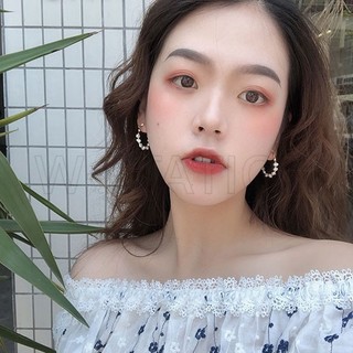 Korean Girls Pearl Hoop Earrings / Unique Circle Earring / Fashion Pearl Stud Earrings / Wedding Party Ear Jewelry