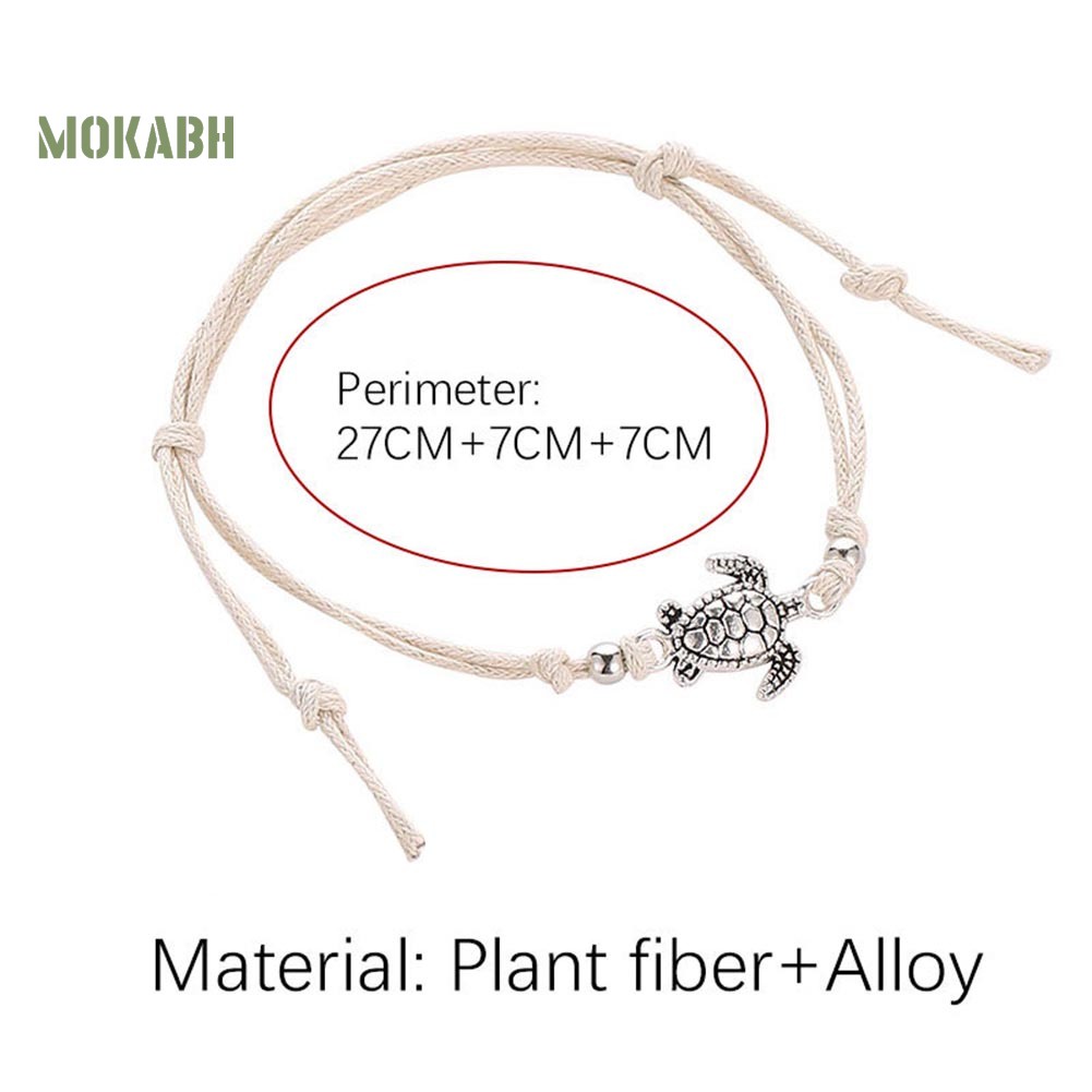 Lắc Chân Dệt Thủ Công Đính Hạt Charm Hình Rùa Phong Cách Vintage Cho Nữ