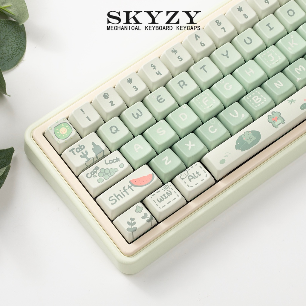 Ếch Nhỏ Keycaps MDA Profile Hoạt Hình Chủ Đề Mùa Hè PBT Dye Sub Bàn Phím Cơ Keycap