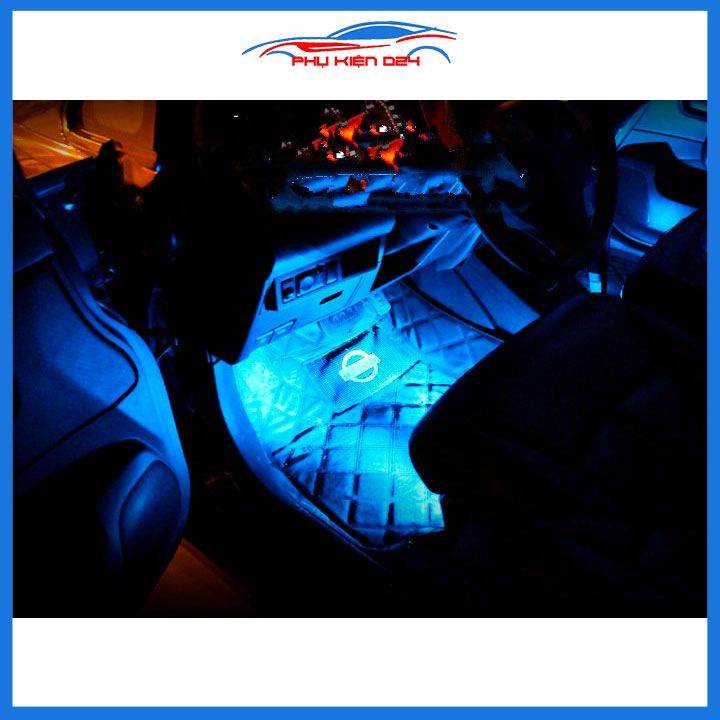 Bộ 4 bóng đèn led trang trí nội thất ô tô màu xanh dương 12V