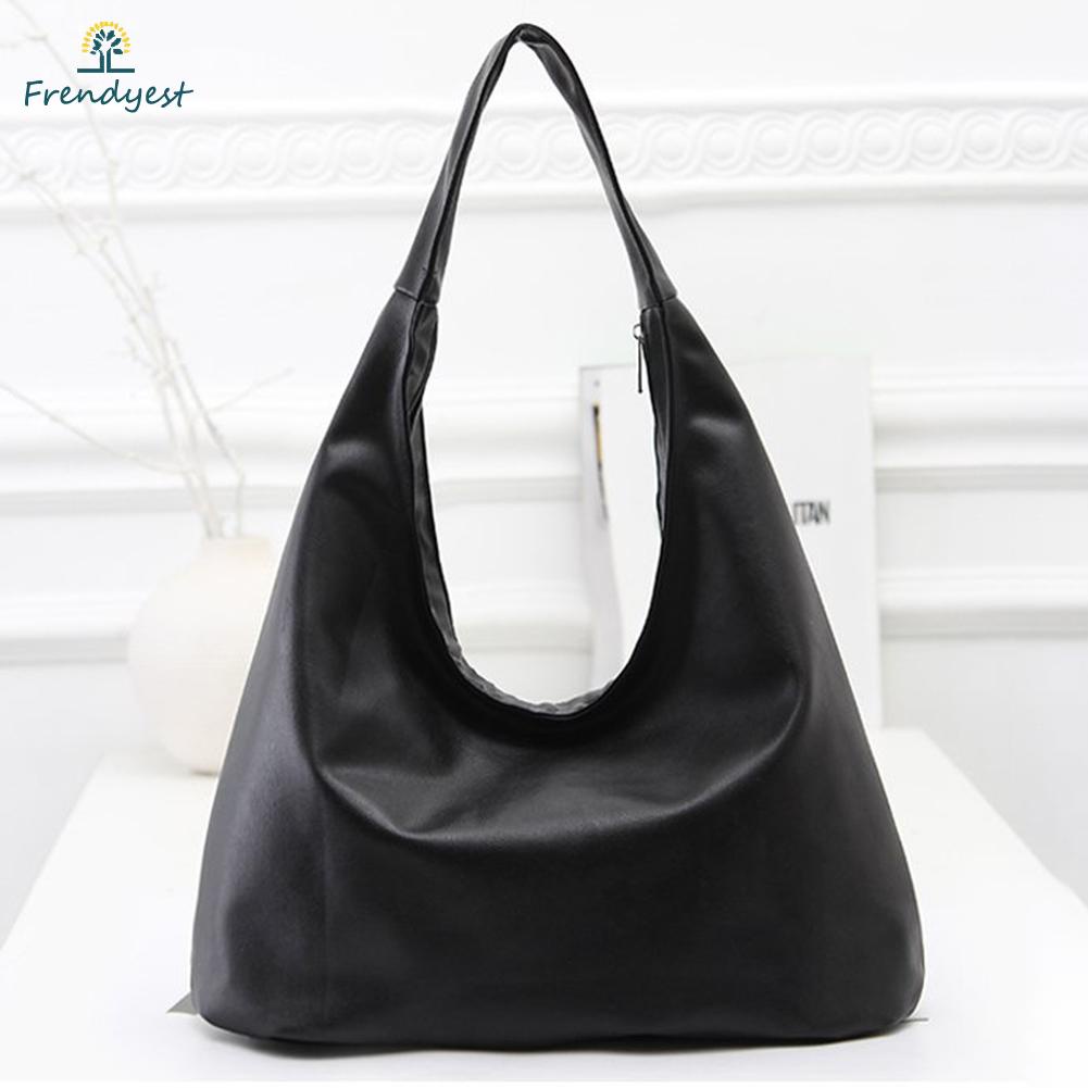 Túi Xách Da Cỡ Lớn Màu Trơn Phong Cách Vintage Cho Nữ