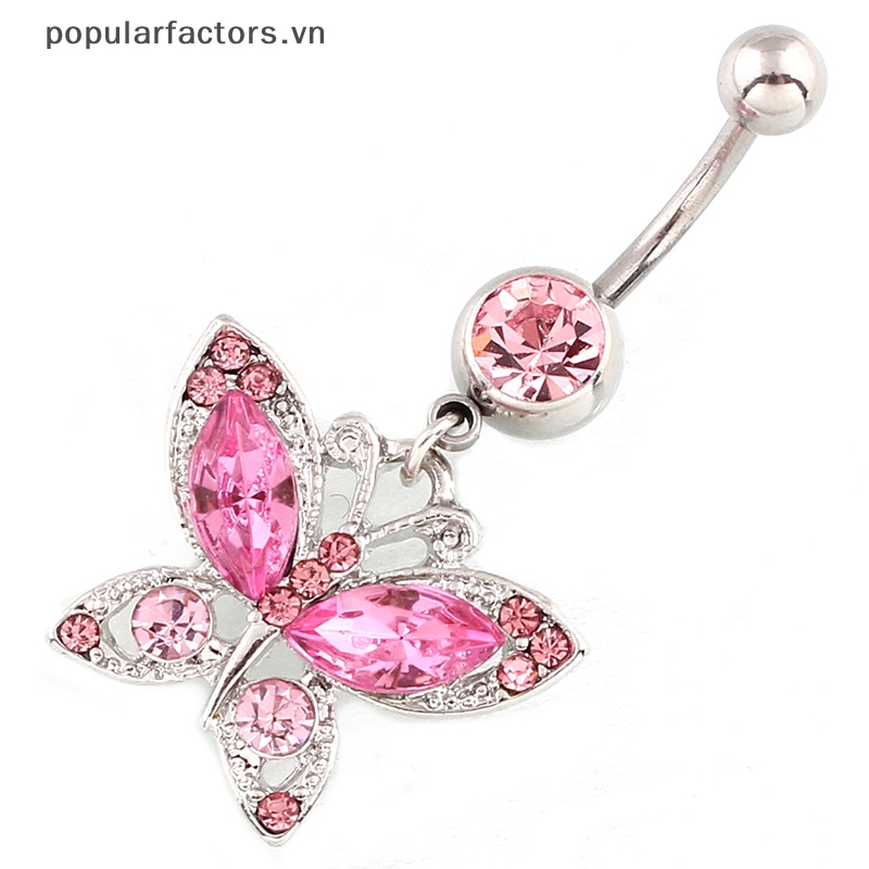 Khuyên Rốn Hình Bướm Đính Đá Zircon Bằng Thép Không Gỉ Thời Trang Cho Nữ