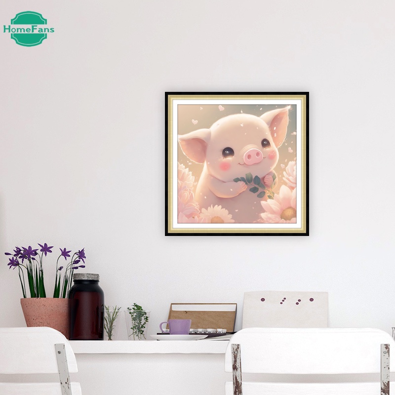 Bộ Tranh Đính Đá 5D Tự Làm Hình Chú Heo Hoạt Hình Trang Trí Nhà Cửa