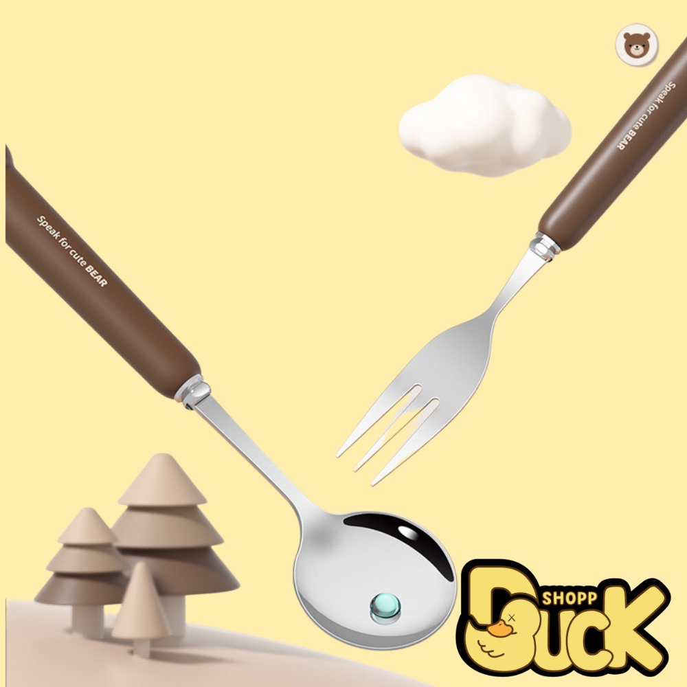 Hộp đũa thìa mini, bộ set đựng đũa muỗng cá nhân cute có nắp đậy văn phòng dễ thương inox 304 Dear Bear Rabbit V2