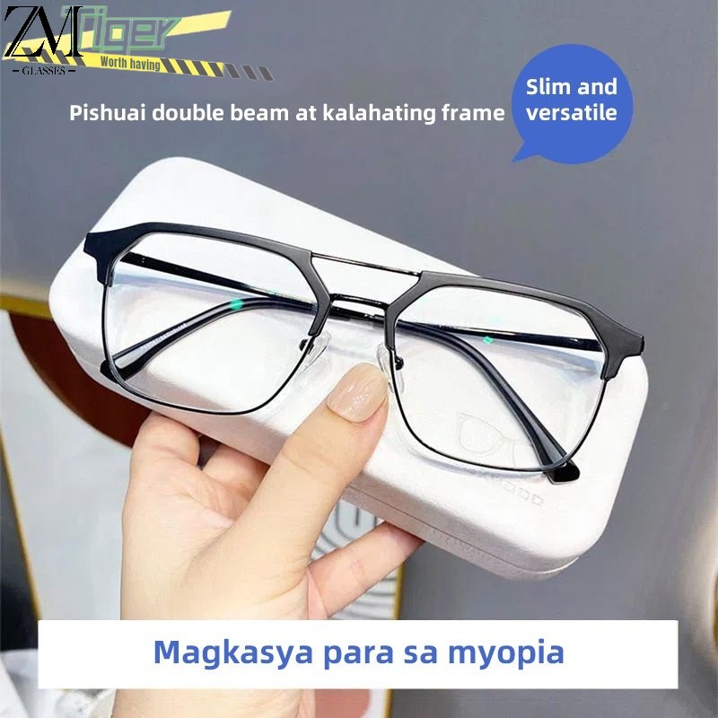 ZM glasses Kính cận thị thời trang -0.5 -1.0 -1.5 -2.0 -2.5 -3.0 -3.5 -4.0 -4.5 -5.0 -5.5 -6.0 độ dành cho nam và nữ với tròng kính có thể tháo rời kính chống ánh sáng xanh 062