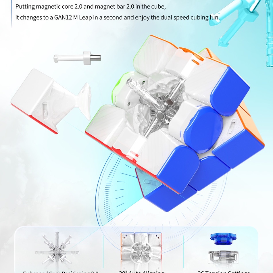 GAN 12 Maglev UV 3x3 Có Sẵn Nam Châm. Rubic GAN12 M Pro Leap FLAGSHIP Hãng GAN CUBE