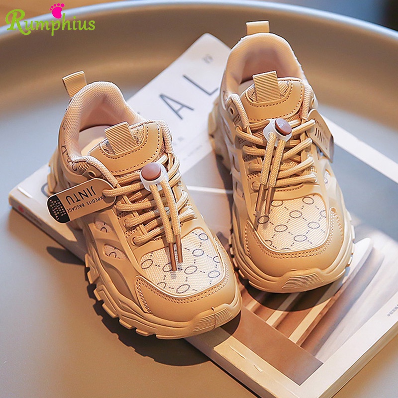 Giày thể thao trẻ em RUMPHIUS buộc dây trọng lượng nhẹ thoáng khí đế mềm size 26-37 thoải mái thời trang