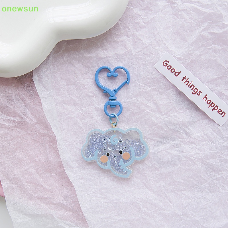 Onewsun phim hoạt hình sáng tạo động vật dễ thương acrylic keychain quicksand mặt dây chuyền chìa khóa thời trang kawaii phụ kiện chìa khóa xe hơi túi ch trang trí mới