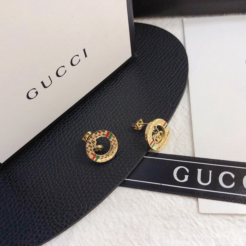 Thời Trang Bông Tai gucci Bằng Thép Titan Chống Thấm Nước Không Gỉ In logo gg Cá Tính Cho Nữ