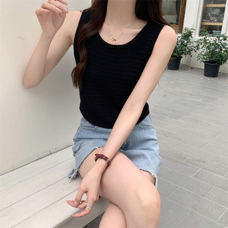 Áo Hai Dây Dệt Kim Dáng Ôm Phong Cách Hàn Quốc Thời Trang Mùa Hè Hàng Mới Dành Cho Bạn Nữ