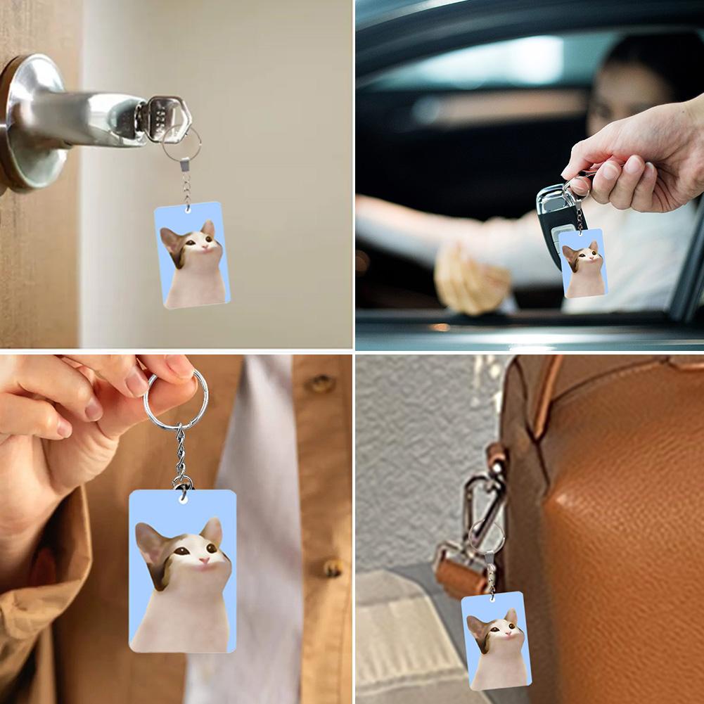 Kiss cat dynamic keychain sáng tạo phiên bản hd dễ thương acrylic kitty mặt dây chuyền móc khóa 3d a9c1