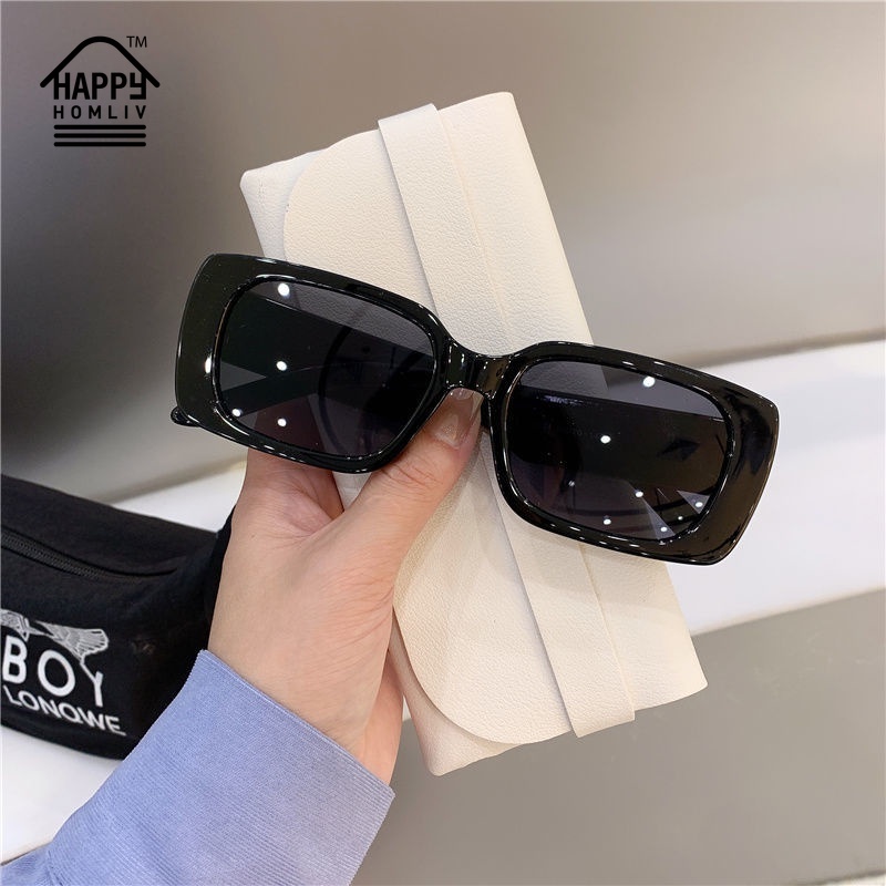 HAPPY HOMLIV Kính Mát Gọng Vuông Nhỏ Nhắn Phong Cách Retro Cho Nữ