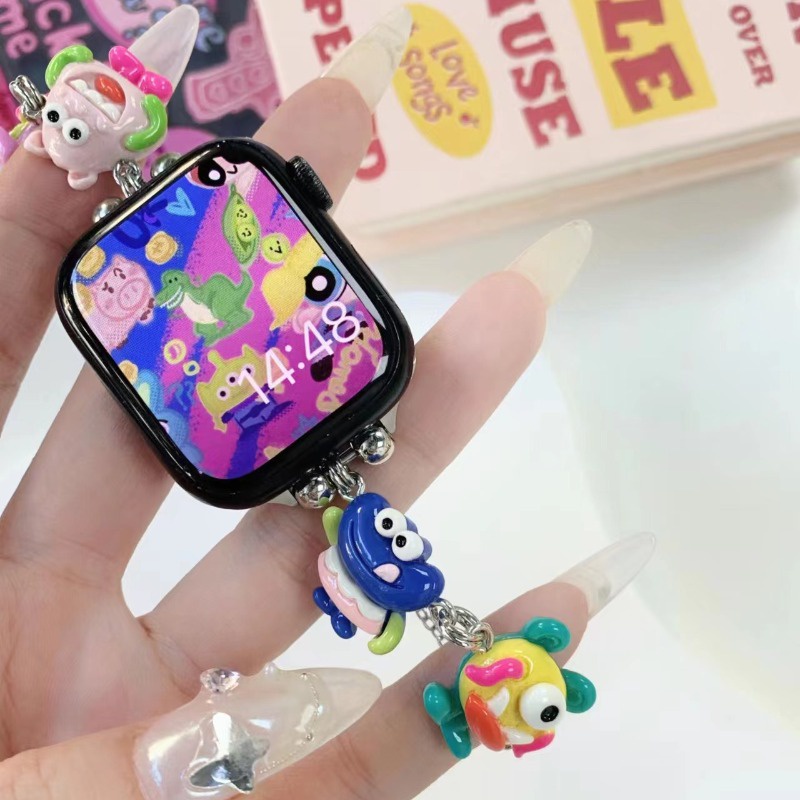 Vòng đeo tay phổ biến cho apple watch 8 7 6 5 4 se 3 little monster cartoon watch band cho i-watch ultra 49mm 45mm 44mm 42mm 41mm 40mm 38mm