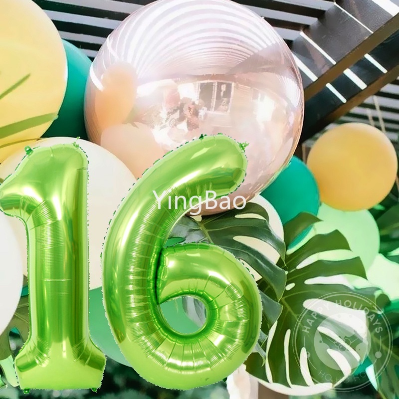 Bóng bay số màu xanh lá cây 40 inch bóng bay bóng bay sinh nhật jungle safari baloon 0 1 2 3 4 5 6 7 8 9 quả bóng