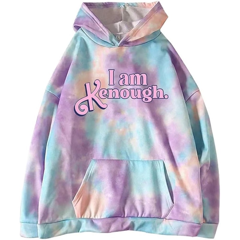 I am kenough hoodie 3d tie dye in áo dài tay có mũ trùm đầu in áo chui đầu cho nam và nữ