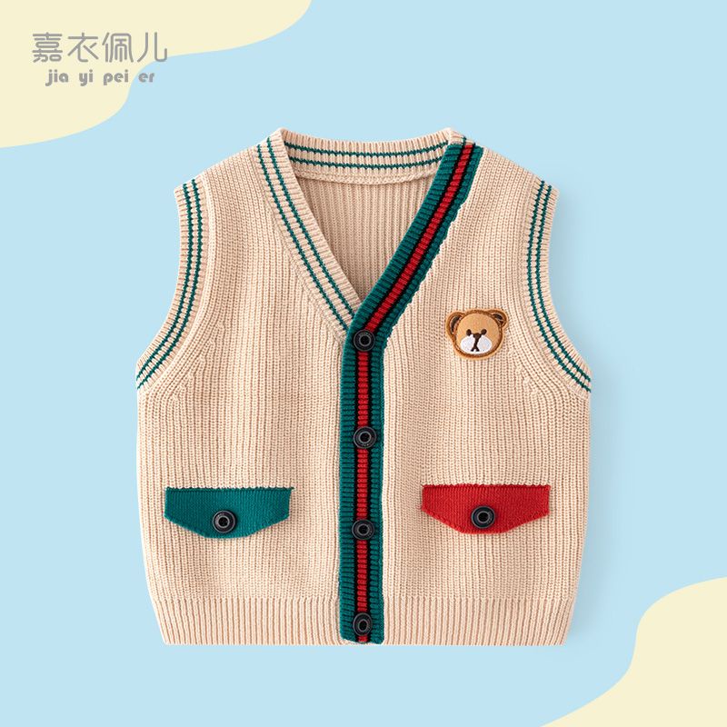 Áo Khoác Len Không Tay Thời Trang Xuân Thu Cho Bé Trai