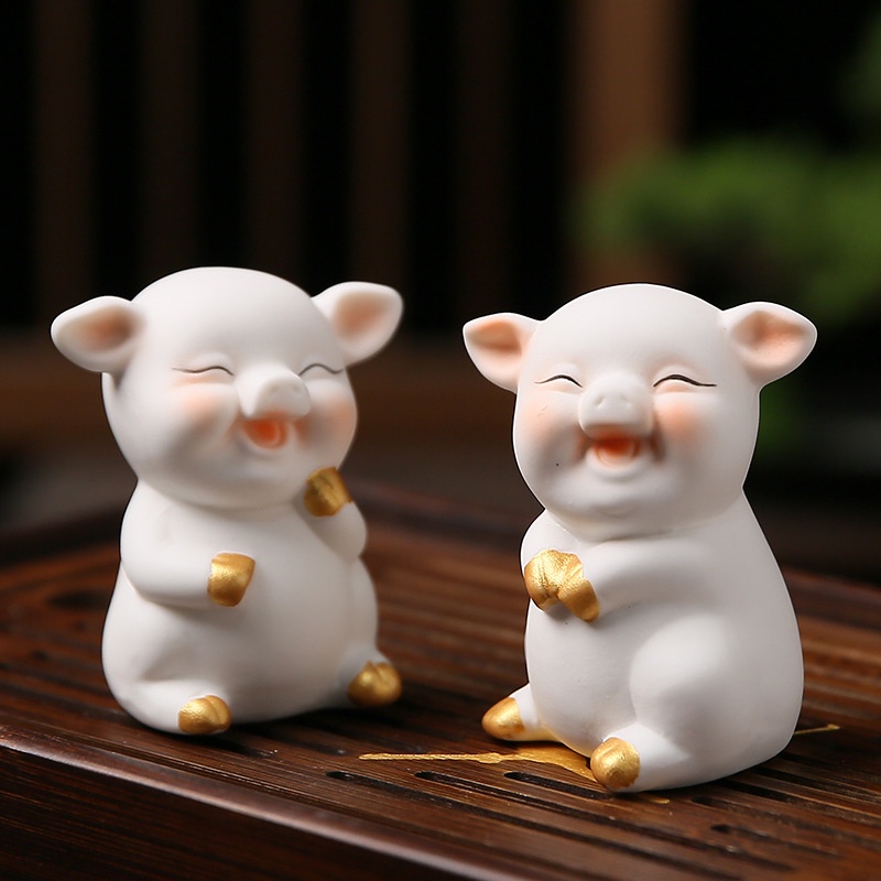 Đồ Trang Trí Hình Con Heo May Mắn Bằng Gốm Sứ Dễ Thương
