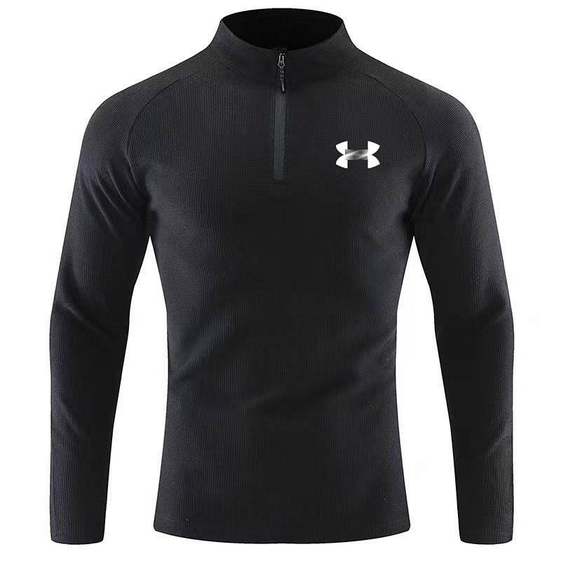 Sports Long-Sleeved T-shirt Men's Running Fitness Football Training Suit Breathable Stand Collar Half Zip Tight Quick-Drying Top IvOw