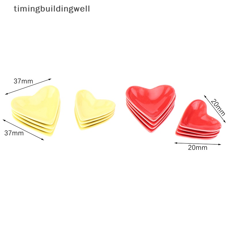 Twvn 4 cái / bộ doll house mini kitchen cutlery ceramic heart-shaped plate tableware set qdd