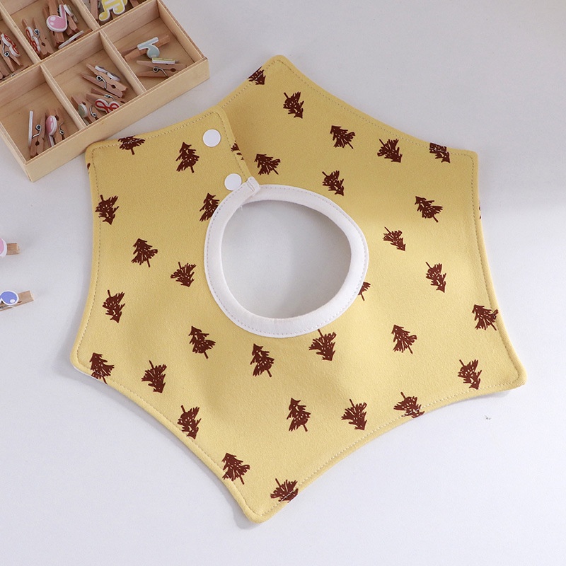 Baby silicone bib burp four seasons five-star printing double snap-fastener baby bib double-layer cotton baby bib sơ sinh khăn thấm nước bọt