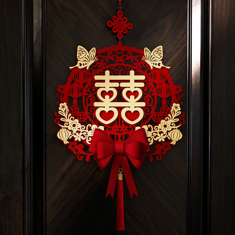 Nhãn Dán Ba Chiều Hình Nhân Vật Hạnh Phúc Trang Trí Cửa Phòng Cưới