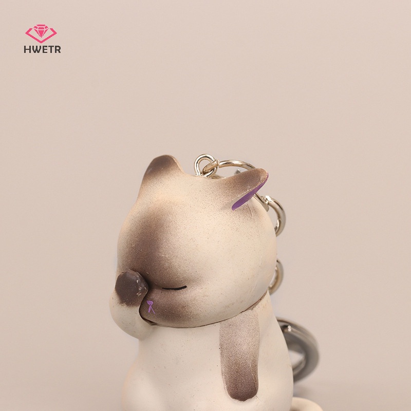 Hwetr móc khóa mèo nhút nhát dễ thương chubby kitten keyring trinket bag ornament keys new