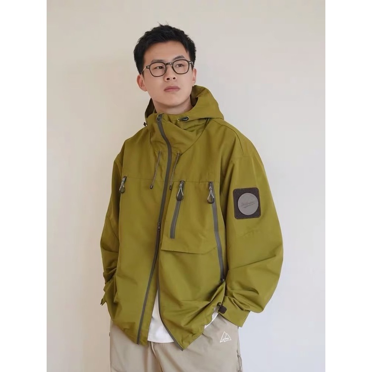 Phong cách nhật bản mountain series ngoài trời không thấm nước multi-pocket cắm trại mùa xuân mùa thu màu rắn áo khoác áo khoác cặp đôi nam nữ