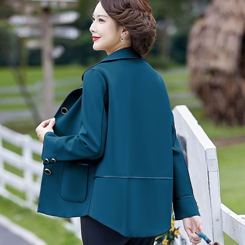 Áo Khoác Len Hai Mặt Dáng Ngắn Chống Gió Thời Trang Dành Cho Phụ Nữ Trung Niên
