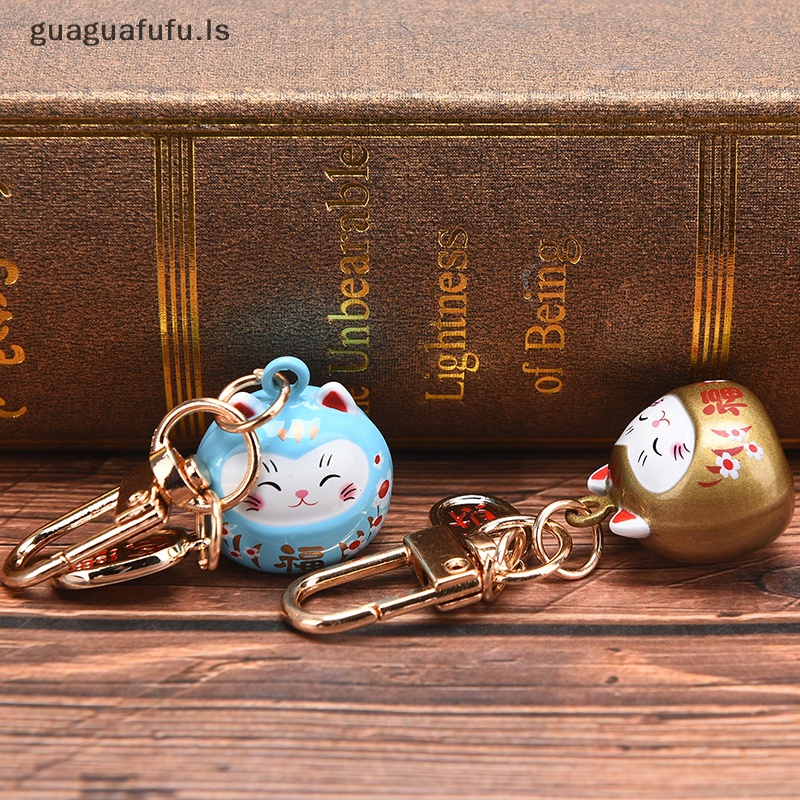Guaguafufu nhật bản móc khóa mèo may mắn dễ thương túi xe trang trí âm thanh nước chuông pendent charm ls