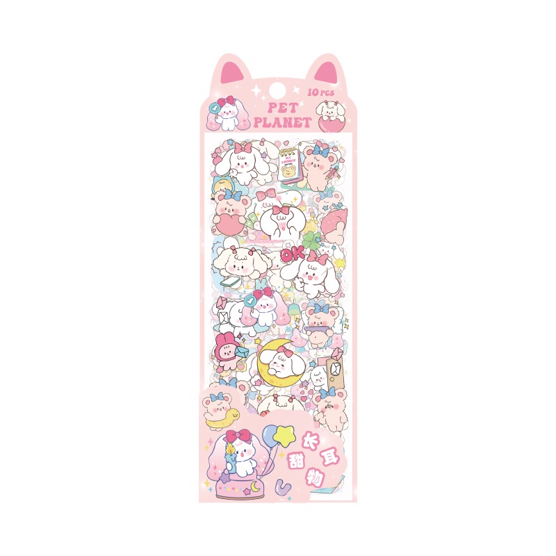 10 cái / gói phim hoạt hình pet planet series sticker túi sinh viên văn phòng phẩm tay sổ cái hộp đựng điện thoại chai nước vật liệu trang trí hình dán dễ thương