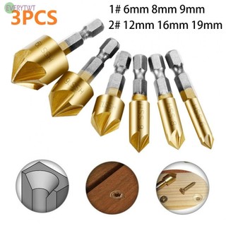 ⭐24H SHIPING ⭐3pcs Chamfering Tool Countersink Drill Bit  Hex Shank Woodworking Hole Opener