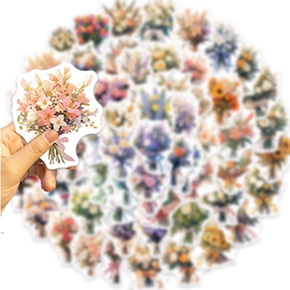 60 cái quảng cáo bó hoa graffiti dán chống thấm nước cho mũ bảo hiểm xe đạp tài khoản tay bút chì hộp đề can lanlanstickersworld