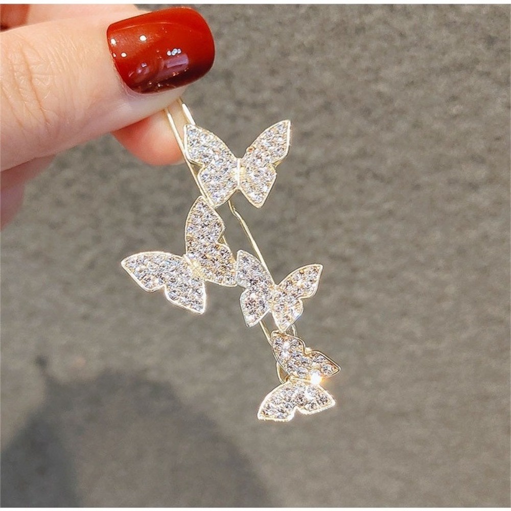 Thanh lịch kẹp tóc bướm sáng bóng kẹp tóc rhinestone tóc mái kẹp cô gái bên kẹp mũ một trang sức hello girl