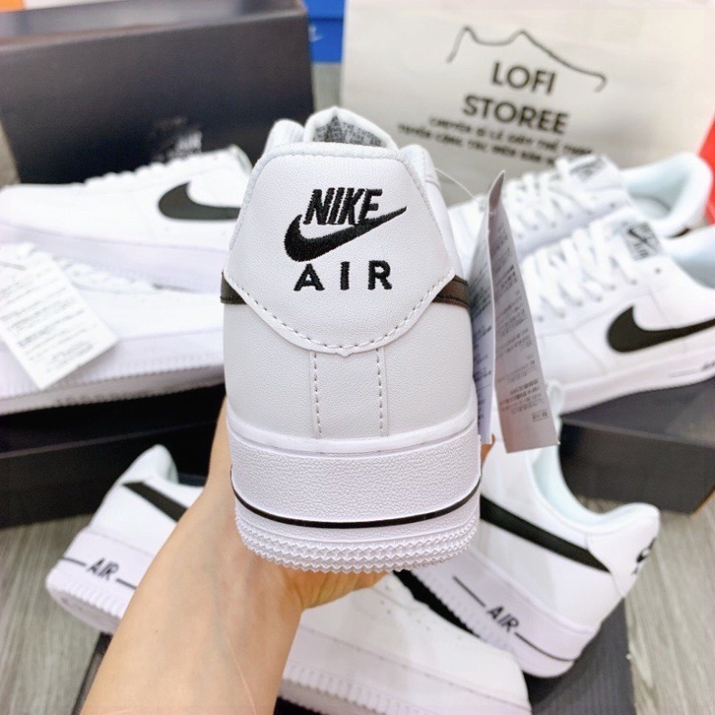 Giày thể thao AF1 trắng vệt đen, giày sneaker AIR trắng tích đen nam nữ cao cấp Full box + pk G249