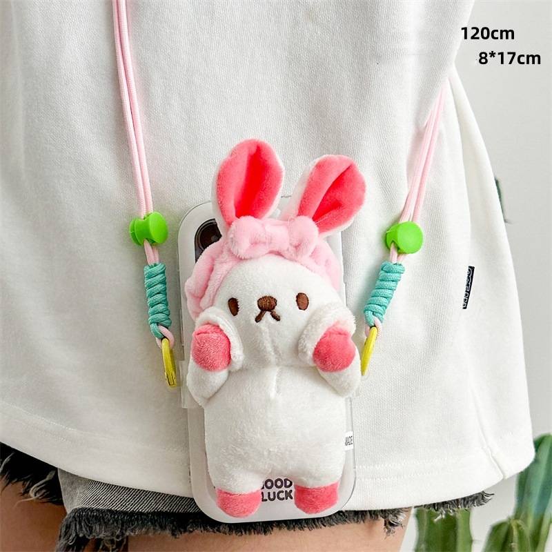 Ere1 dễ thương bông rửa mặt gấu lợn phim hoạt hình điện thoại di động kẹp lưng