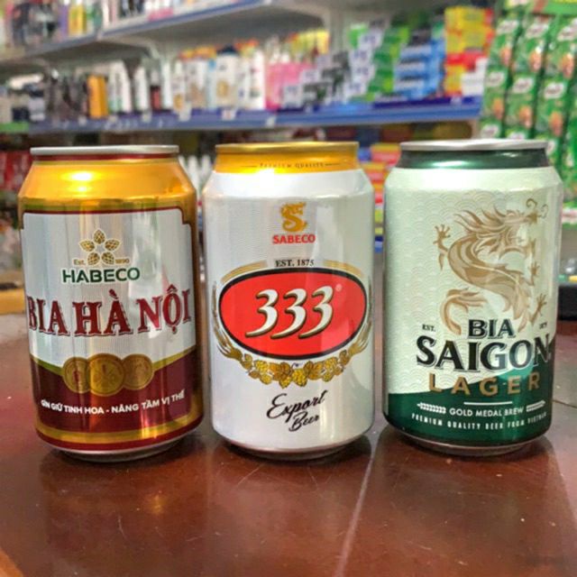 NEW 6 LON BIA 333, HÀ NỘI , SÀI GÒN LAGER 330ML