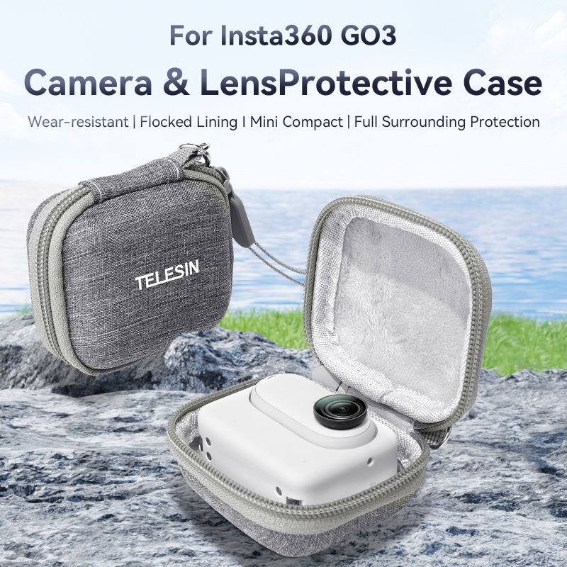 TELESIN Protective Bag For Action Camera Carrying Bag Waterproof Storage Box For Gopro 11 10 9 DJI OSMO Action Insta360 Go3