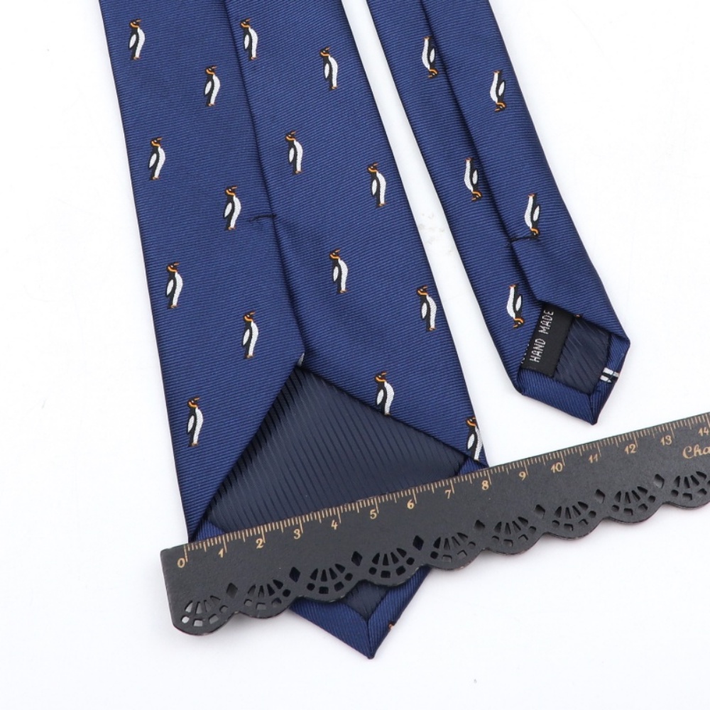 Cà Vạt Lụa Màu Xanh Navy 8cm In Họa Tiết Động Vật Phi Hành Gia Dễ Thương Thời Trang Cho Nam
