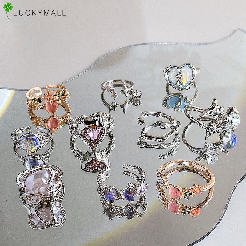 Nhẫn Bạc Hình Nơ Trái Tim Đính Đá Opal Sang Trọng Cho Nữ Phụ Kiện