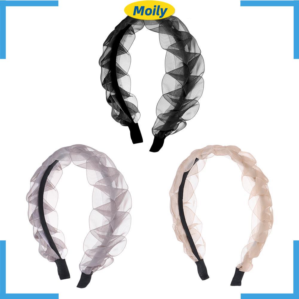 Băng Đô Cài Tóc Bản Rộng Phối Ren Phong Cách Hàn Quốc