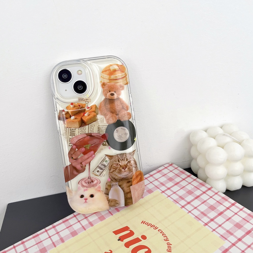 Ốp Điện Thoại Silicone TPU Mềm Trong Suốt In Hình Mèo Bảo Vệ Ống Kính Máy Ảnh Cho iPhone 14 13 12 11 Pro Max