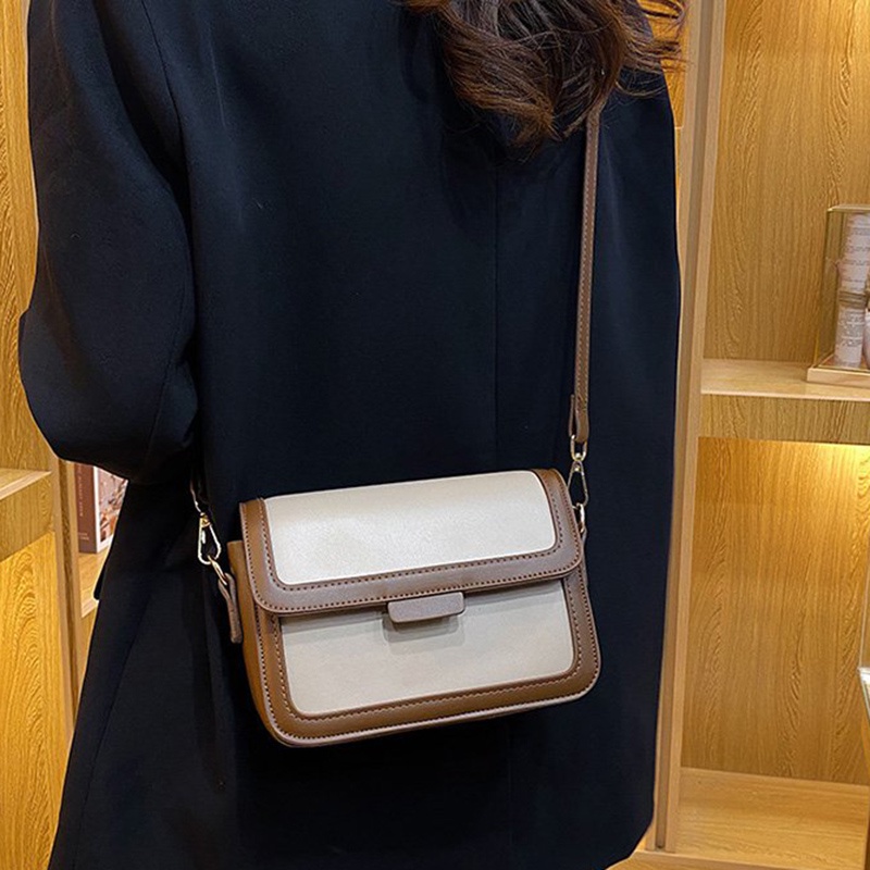 Túi Đeo Chéo Vai Hình Vuông Nhỏ Màu Sắc Tương Phản Hợp Thời Trang Cho Nữ
