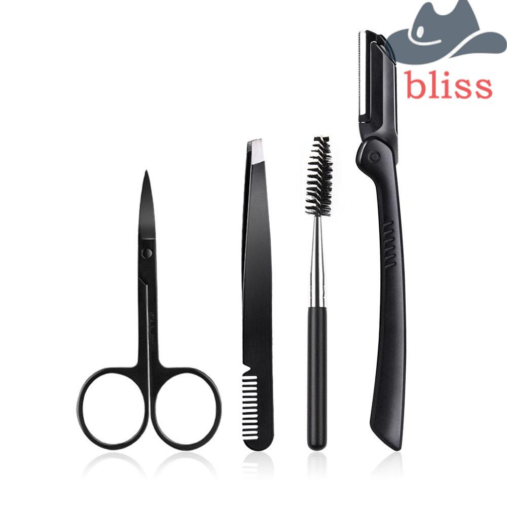 Bộ 4 Dụng Cụ Kéo Cắt Tỉa Lông Mày Kèm Lược Chải Tiện Dụng